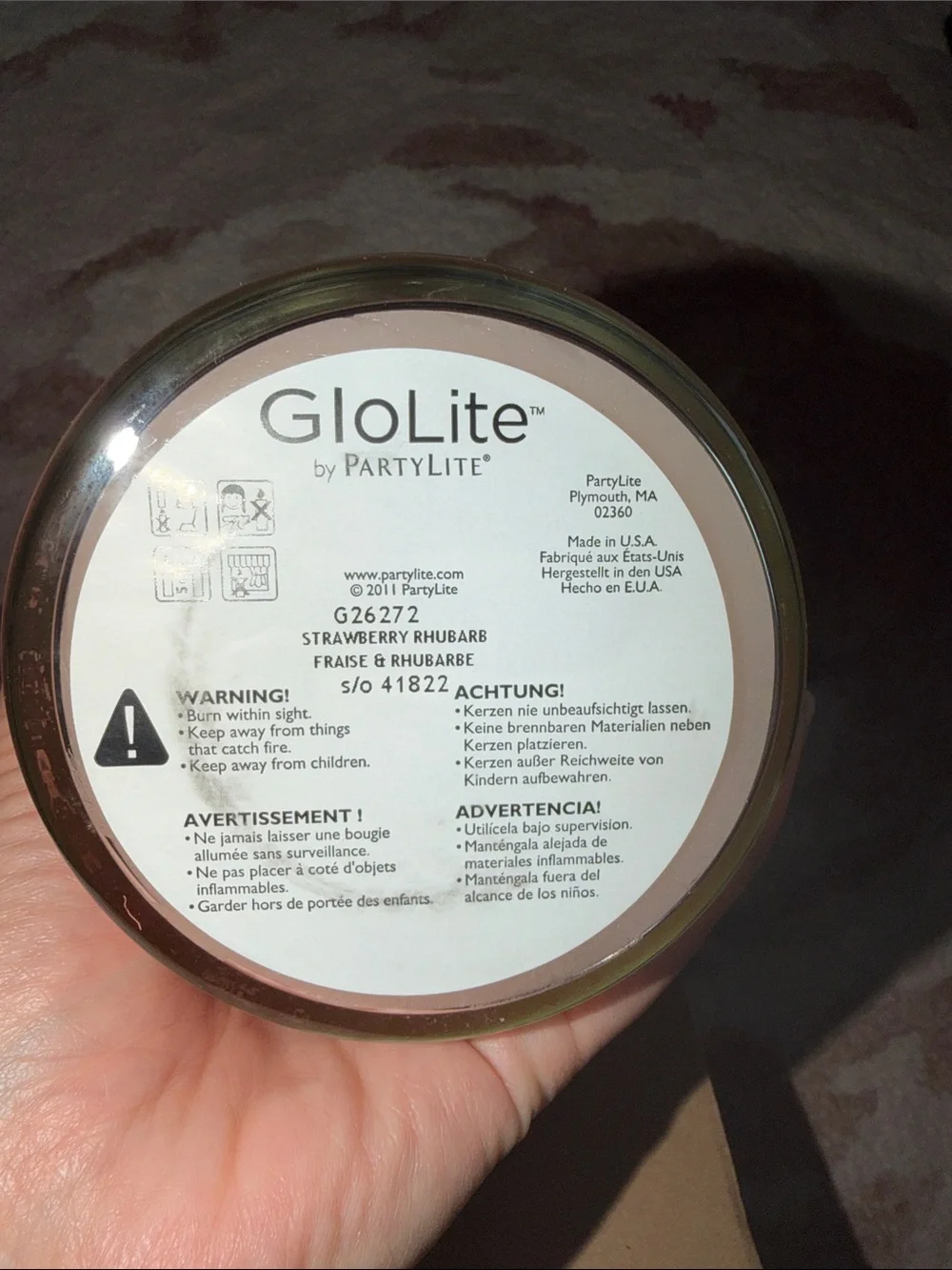 PartyLite GloLite Strawberry Rhubarb Candle